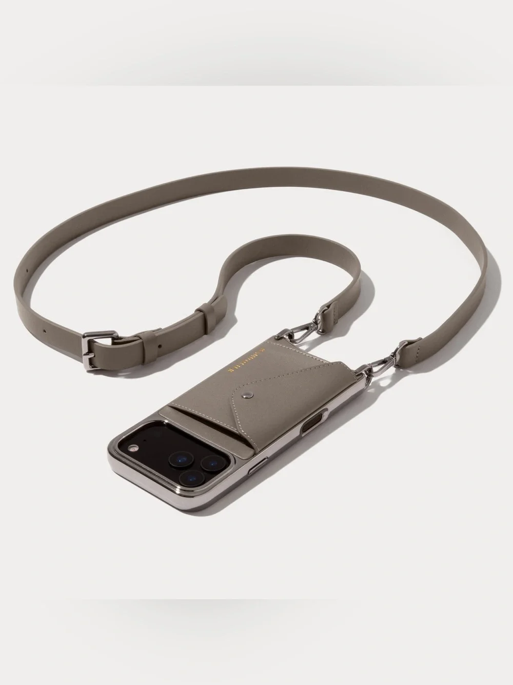 BANDOLIER Hailey Phone Case Strap Warm Gray Antique Silver hardware iPhone 17